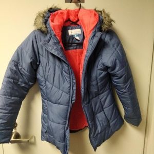 Columbia Girls winter coat with removable faux hat